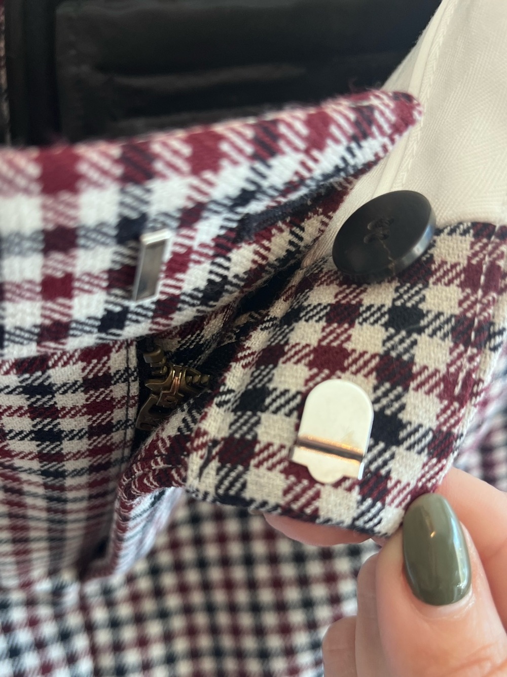 Madewell Plaid Houndstooth Suiting Mini Skirt Aroma Burgundy Navy Size 00 - Picture 7 of 16